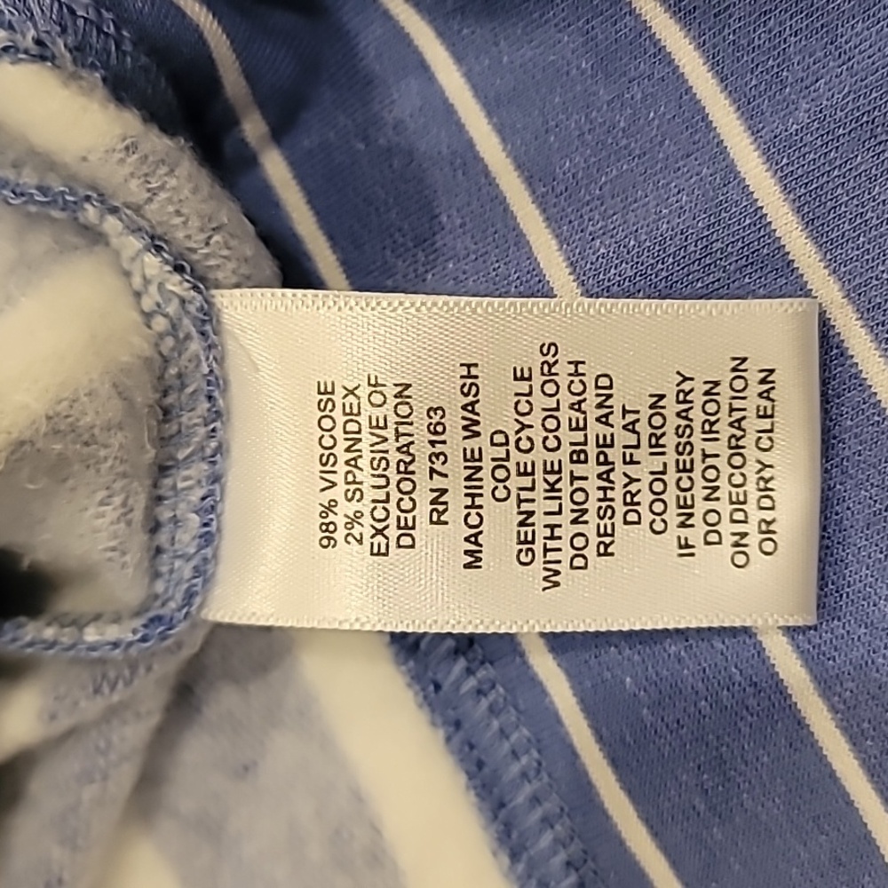 Cupio Striped Cowl Neck Top Blue White Large - Picture 12 of 12